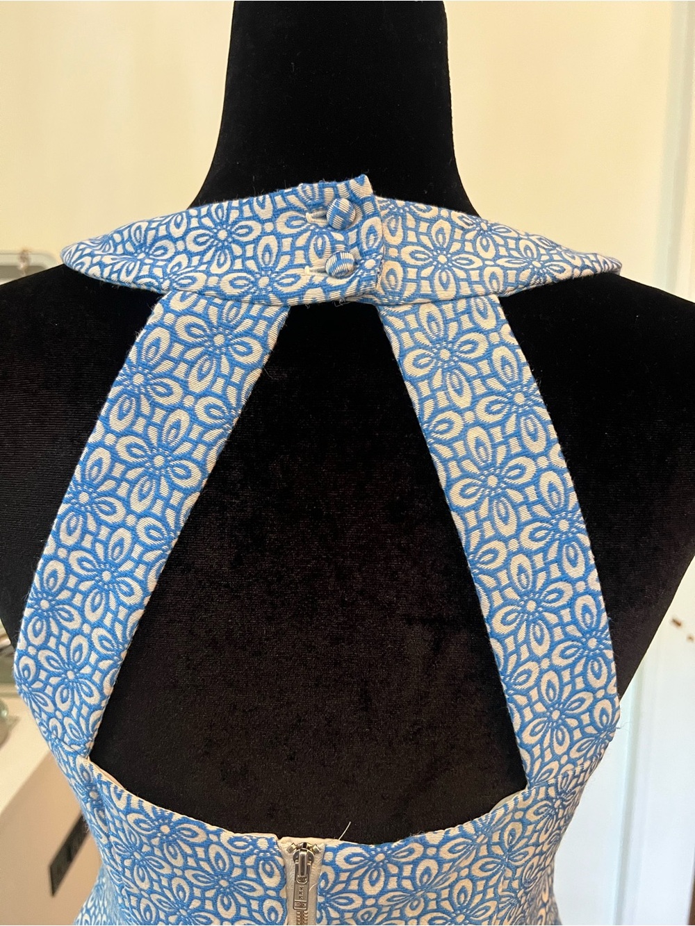 Banana Republic Blue White Fit & Flare Jacquard Dress Size 4 Sleeveless - Picture 13 of 14